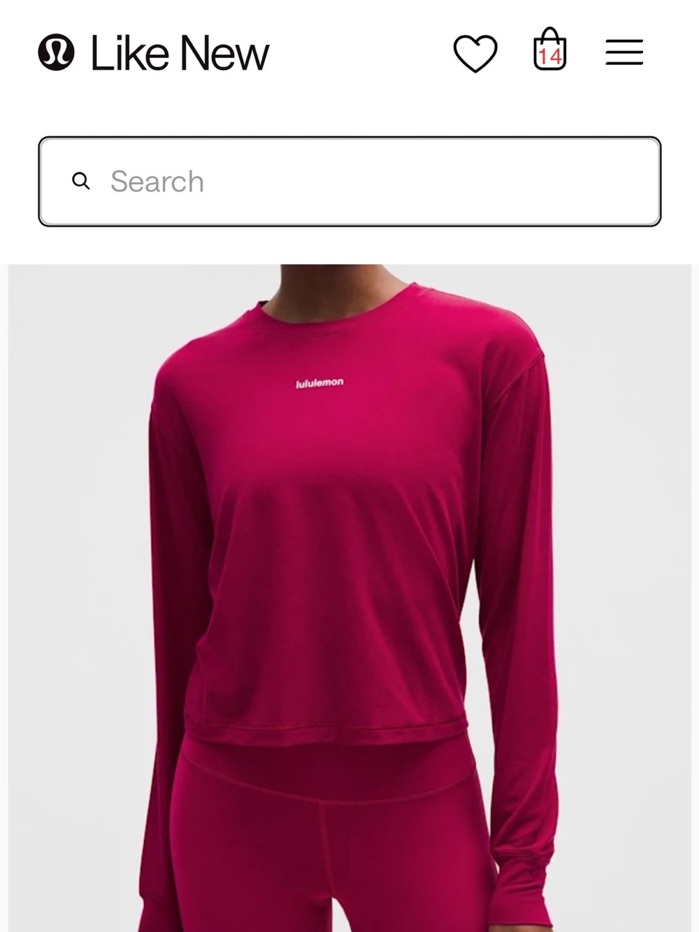 Lululemon Jersey Training Wordmark Long Sleeve Berry Rumble Size 12